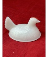 Vintage White Milk Glass Nesting Hen TOP ONLY Comb Covered Dish 3 7/8&quot;x4... - £7.85 GBP