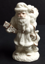 Santa Claus Ivory Colored Ceramic Figurine with Gold Painted Accent 5&quot;h - £6.33 GBP