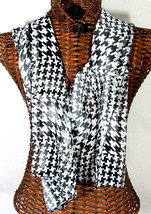 Herringbone Tweed Scarf Long 13&quot;x60&quot; Facial Cover White Black Zoom Meeting - $12.86