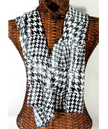 Herringbone Tweed Scarf Long 13&quot;x60&quot; Facial Cover White Black Zoom Meeting - £10.15 GBP