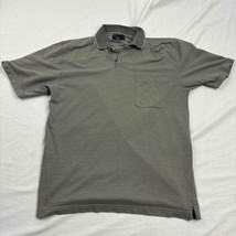 Van Heusen Mens Polo Shirt Gray Patterned Short Sleeve Medium - $11.88