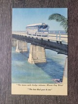 Vintage Postcard FL-843 Bus on Bridge to Key West, Florida FL c1950 Cold... - $9.49