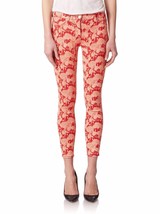 Hudson floral print nico mid rise skinny ankle jeans Red - £79.45 GBP