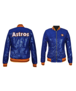 WOMENS HOUSTON ASTROS BLUE SEQUIN VARSITY JACKET - $99.99+