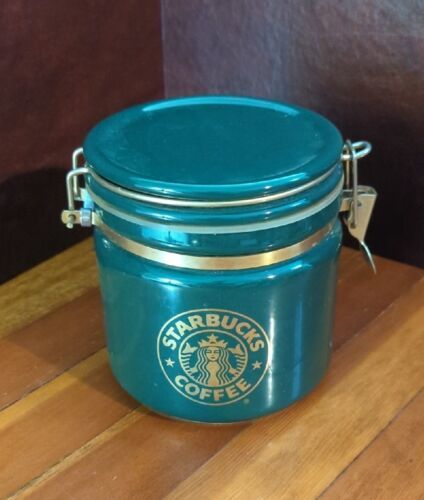 Primary image for Starbucks Coffee Green Canister Gold Logo Split Mermaid Siren Bee House 5.5"