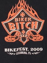 Biker Bitch Bikefest 2009 Leesburg Florida Black T Shirt Women&#39;s Medium M - £8.14 GBP