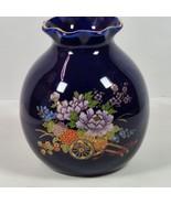 Kutani Cobalt Blue Porcelain Japanese Vase Pot Belly Flowers Wagon 6 Inc... - €19,17 EUR