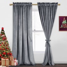 Jiuzhen Grey Velvet Curtains 84 Inches For Living Room -, W52 X L84 Inches - £40.75 GBP