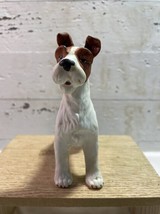 Bisque Porcelain Black Brown White Terrier Dog Figurine Wire Hair Fox Te... - £11.66 GBP