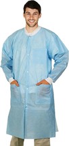 50 Disposable Lab Coats Blue SPP 45 gsm Work Gowns Large Protective Clothing - £93.09 GBP