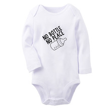 No Bottle No Peace Funny Baby Bodysuits Newborn Rompers Infant Long Jumpsuits - £9.43 GBP