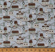 Cotton Bird Houses Birds Nature Touch of Spring Fabric Print by the Yard D685.54 - £8.61 GBP
