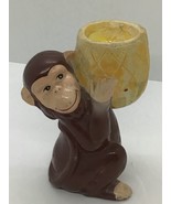 Vintage Chimpanzee Monkey Holding Pineapple Candle Holder - $12.86