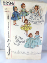 Vintage Simplicity 2294  8&quot; Doll Clothes Pattern Part cut - $6.92