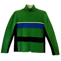 Signature Expressions Womens 1990’s Kelly Green Striped Turtleneck Sweat... - £31.26 GBP