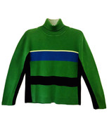 Signature Expressions Womens 1990’s Kelly Green Striped Turtleneck Sweat... - $54.89 CAD