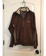 Billabong Men&#39;s Brown Tan Printed Full Zip Hoodie Jacket Size Large - £40.51 GBP