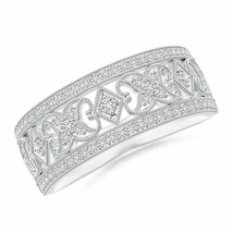 ANGARA Art Deco Inspired Diamond Wide Wedding Band in 14K Gold (HSI2, 0.27 Ctw) - £1,103.68 GBP