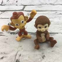 Monkey Figures Lot Of 2 Mini 2” PVC Chimps Apes Nature Animal Wildlife Toys - $9.89
