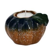 Ceramic Pumpkin Tealight Candleholder, Fall Decor Candle Holder image 2