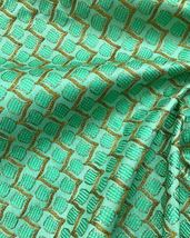 Indian Green Gold Embroidered Fabric, Dress Gown, Drapery Bridal Wedding -NF836 - £9.89 GBP+