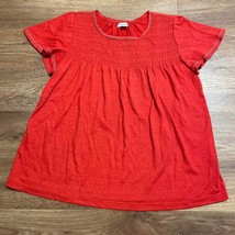Max Studio Red Short sleeve Babydoll Top Womens Size Medium 90s Y2K - £11.83 GBP