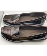 Clarks Shoes Woman’s Size 7.5M Tortoise Shell Print Shiny Patent Slip Ons - £13.22 GBP