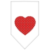 Red Swiss Dot Heart Screen Print Bandana White Size Large - £9.07 GBP