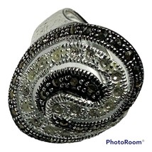 Marcasite Ring size 8 marked Thai CW Black Silver - $784.03 MXN