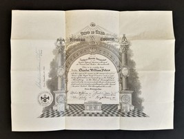Lot 1952 Vintage Wallet And Masonic Freemasonry Certificate Chas Peters - £97.30 GBP