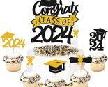 Graduation Cupcake Toppers Congrats Grad Class of 2024 Cake Decoration f... - $19.93