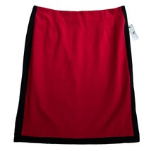 NEW Worthington Skirt Size 16 XL Extra Large Red Black Trim Straight Pencil - $17.99