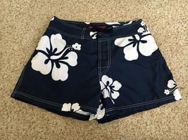 FAVANT Size 3 Junior Womens Polyester Blue Floral Mid Rise Board Swim Shorts - £13.32 GBP