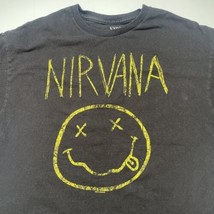 Nirvana T Shirt Men Sz L Grunge Seattle Alternative Band Smile Face Black - £13.70 GBP