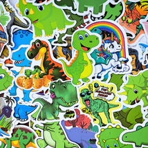 50 PCS Children Dinosaur Sticker Pack, Cute Cartoon Dragon Kids Decals - £10.79 GBP