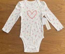 BABY INFANT BODYSUIT GIRL&#39;S LONG SLEEVE White Rose &amp; Heart Various Sizes... - £7.05 GBP