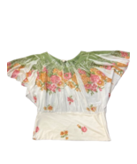 Forever 21 Womens White Floral Dolman Sleeve Pleated Chiffon Flowy Blous... - £7.86 GBP