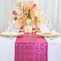 Sequin Table Runner 108 Inches Long Pack Of 5 Hot Pink Sequin Table Runner Chris - £43.95 GBP