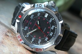 Vostok Komandirsky Russian Mechanical Military Wrist Watch Red Star 811172 - £71.67 GBP+