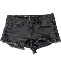 American Eagle Outfitters Womens Distressed Denim Shorts Black Super Low... - $19.79