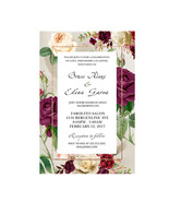 Burgundy Ivory Floral Personalized Wedding Invitation - Digital - €5,15 EUR+