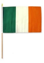 AES 12&quot;x18&quot; Wholesale Lot of 6 Ireland Irish Stick Flag Wood Staff Premium Vivid - £15.89 GBP