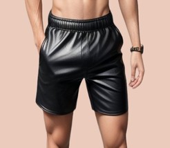 Stylish Men Genuine Leather Short Soft Lambskin Black Classic Handmade G... - £76.43 GBP+