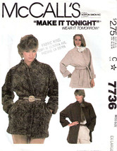 Vintage 1981 Misses' WRAP-JACKET McCall's Pattern 7736-m Sizes 22-24 - UNCUT - £9.45 GBP