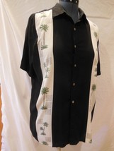 Vintage Batik Bay Hawaiian Style Black &amp; White Shirt Men&#39;s XL 100% Rayon  - £14.23 GBP