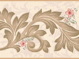Dundee Deco DDAZBD9088 Peel and Stick Wallpaper Border - Floral Pink Bei... - £18.72 GBP
