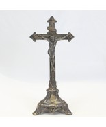Catholic Metal Crucifix Cross Freestanding Metal 7.5&quot; x 3.5&quot; Antique - $93.81 CAD