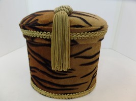 Animal Print Furry Material Catchall Container With Tassel 7&quot; T x 7&quot; W 2 Pieces - £10.96 GBP