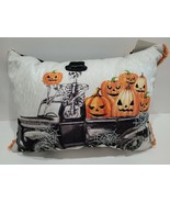 Halloween Skeleton Driving Vintage Truck Pumpkins Throw Pillow Gorgeous!... - $40.25 CAD