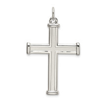 Silver Polished and Satin Cross Pendant QC9065 - $68.07